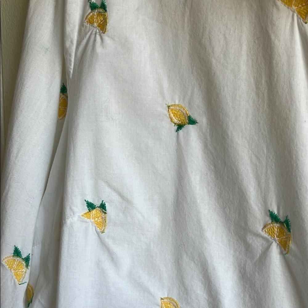 Kim Rogers Women’s Button Down Novelty Print Lemon Citrus Cotton Shirt Sz L - Picture 3 of 11